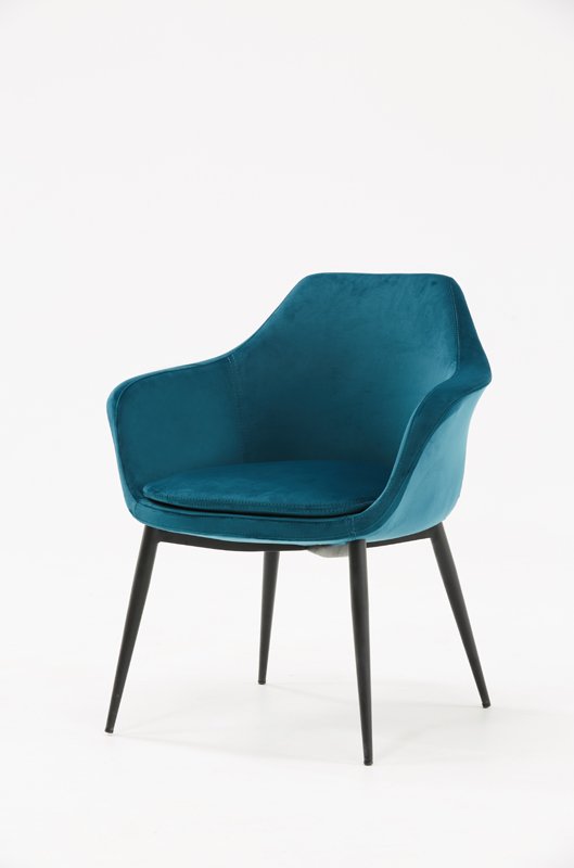 Mueble Silla de comedor moderna Modrest Wilson de
  terciopelo verde azulado y negro – Envíos a todo México | FurnitureMX