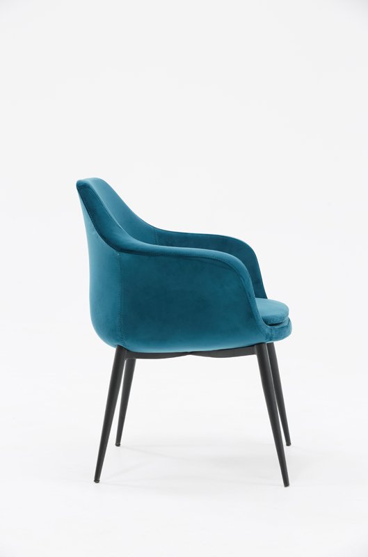 Mueble Silla de comedor moderna Modrest Wilson de
  terciopelo verde azulado y negro – Envíos a todo México | FurnitureMX