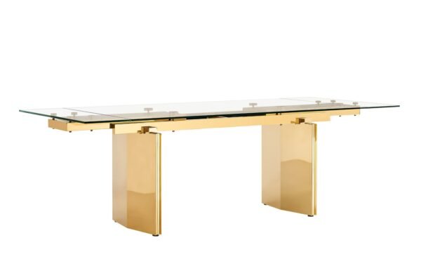 Mesa de comedor Modrest Nassim - Mesa de comedor
  extensible de cristal Glam – Envíos a todo México | FurnitureMX