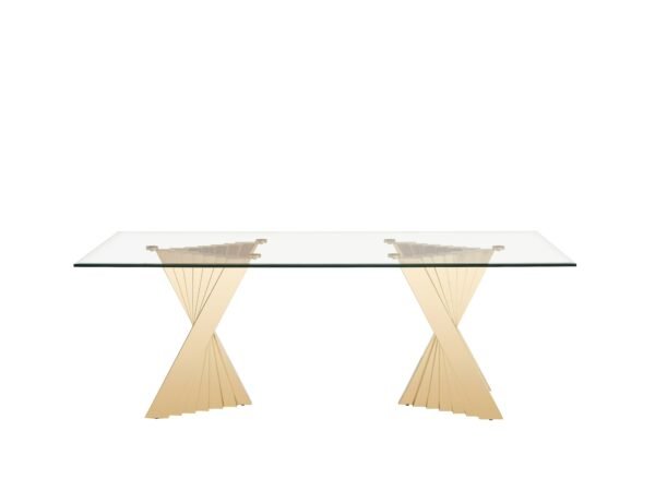Mesa de comedor Modrest Buquet - Mesa de comedor
  rectangular Glam Glass + Champagne Gold – Envíos a todo México | FurnitureMX