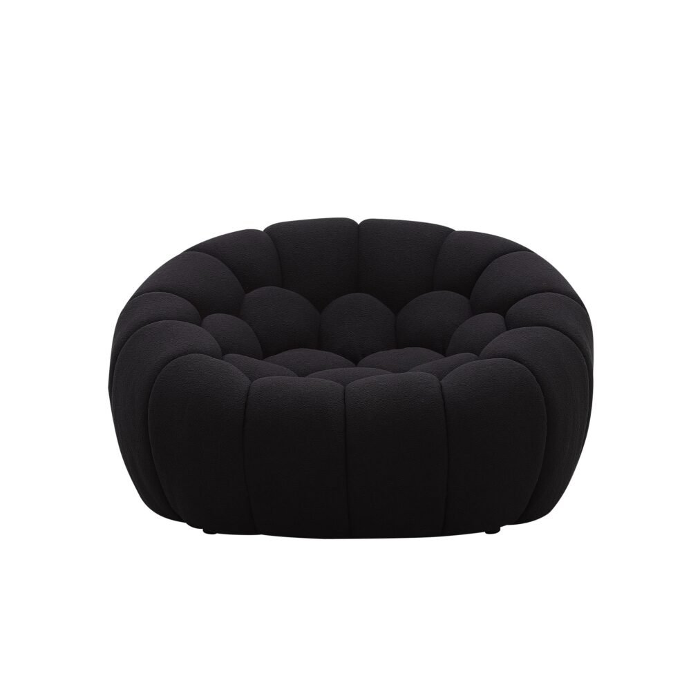 Divani Casa Yolonda – Silla moderna curvada de tela negra