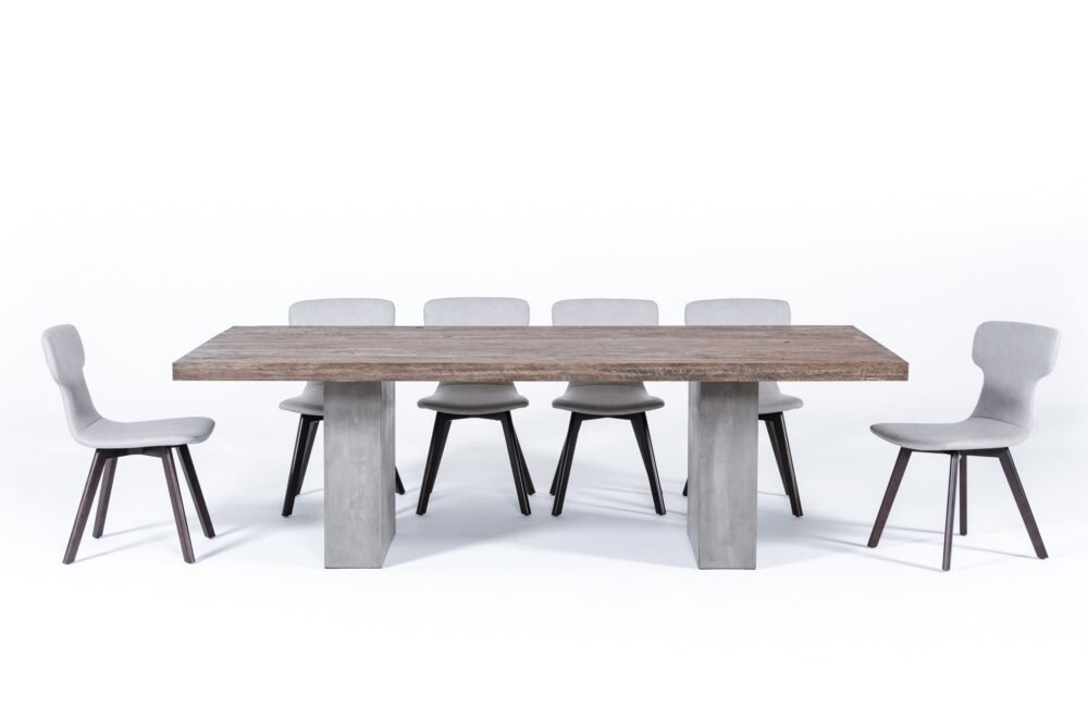 Mesa de comedor Modrest Renzo moderna de roble y hormigón de 94″