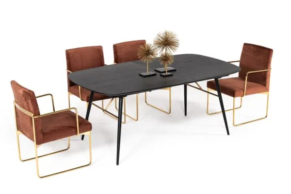 Mesa de comedor Mesa de comedor extensible Modrest
Billy moderna de roble negro y dorado – Envíos a todo México | FurnitureMX