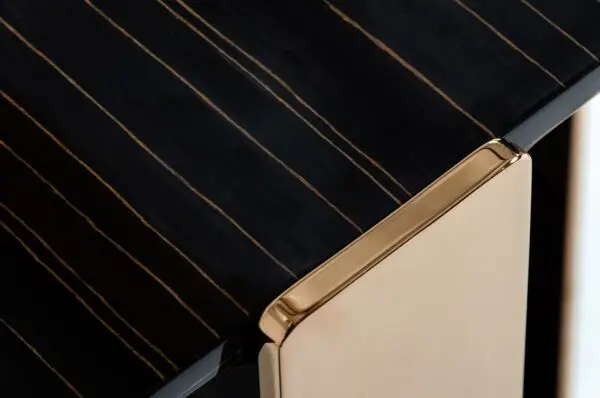 Mueble Mesa auxiliar moderna Modrest Leroy de ébano
y oro rosa – Envíos a todo México | FurnitureMX