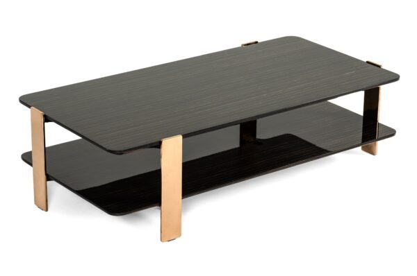 Mueble Mesa de centro moderna Modrest Leroy de
  ébano y oro rosa – Envíos a todo México | FurnitureMX
