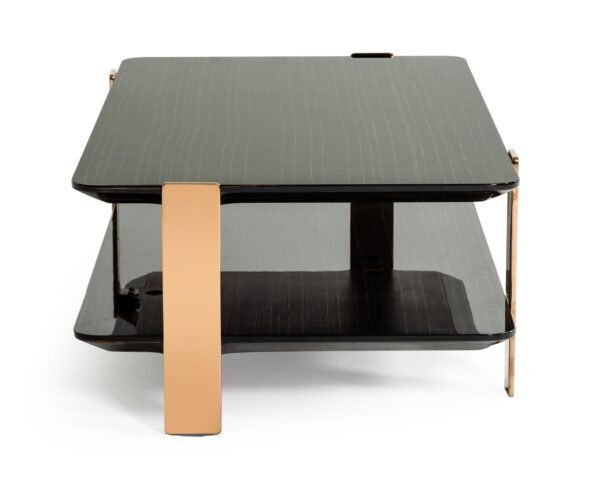 Mueble Mesa de centro moderna Modrest Leroy de
  ébano y oro rosa – Envíos a todo México | FurnitureMX