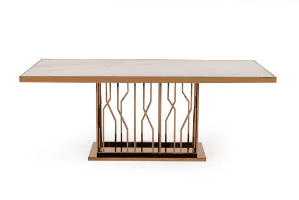 Mesa de comedor Mesa de comedor Modrest Marston
  moderna de mármol blanco y oro rosa – Envíos a todo México | FurnitureMX