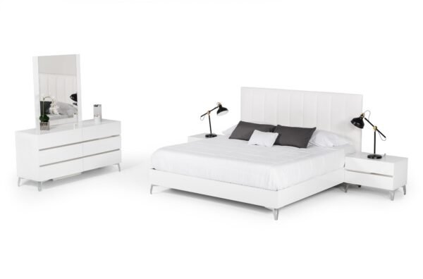 Mueble Nova Domus Angela - Cama italiana moderna de
  cuero ecológico blanco – Envíos a todo México | FurnitureMX