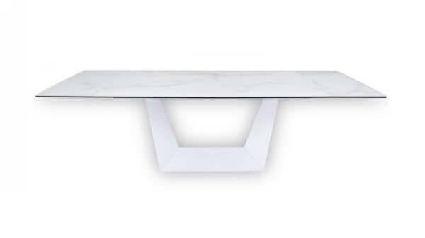Mesa de comedor Modrest Baldwin - Mesa de comedor
  extensible moderna de cerámica blanca – Envíos a todo México | FurnitureMX