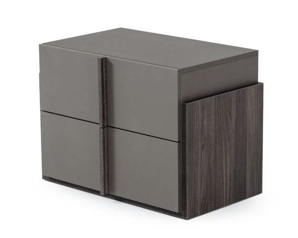 Mueble Nova Domus Lucia - Mesita de noche italiana
  moderna de olmo y gris mate – Envíos a todo México | FurnitureMX