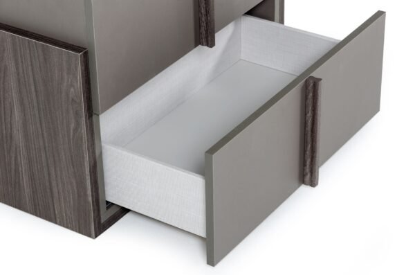 Mueble Nova Domus Lucia - Mesita de noche italiana
  moderna de olmo y gris mate – Envíos a todo México | FurnitureMX
