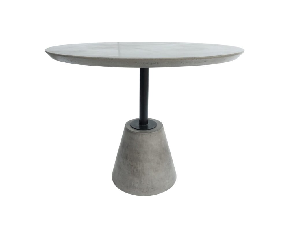Modrest Nathrop – Mesa de comedor redonda moderna de hormigón gris y metal negro