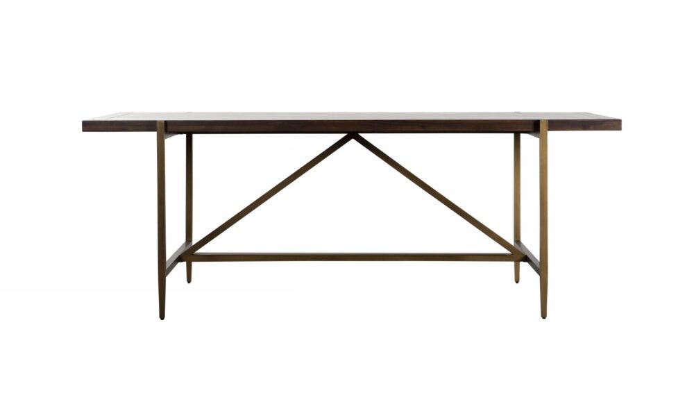 Modrest Shane – Mesa de comedor moderna de acacia y latón