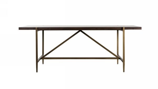 Mesa de comedor Modrest Shane - Mesa de comedor
  moderna de acacia y latón – Envíos a todo México | FurnitureMX