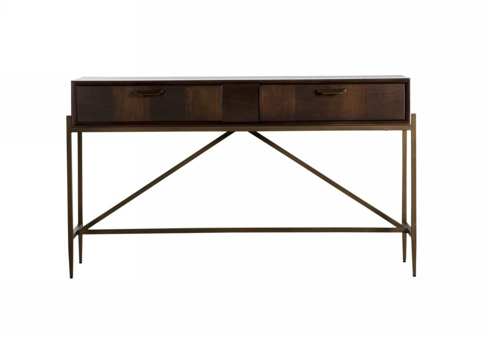 Modrest Shane – Mesa consola moderna de acacia y latón