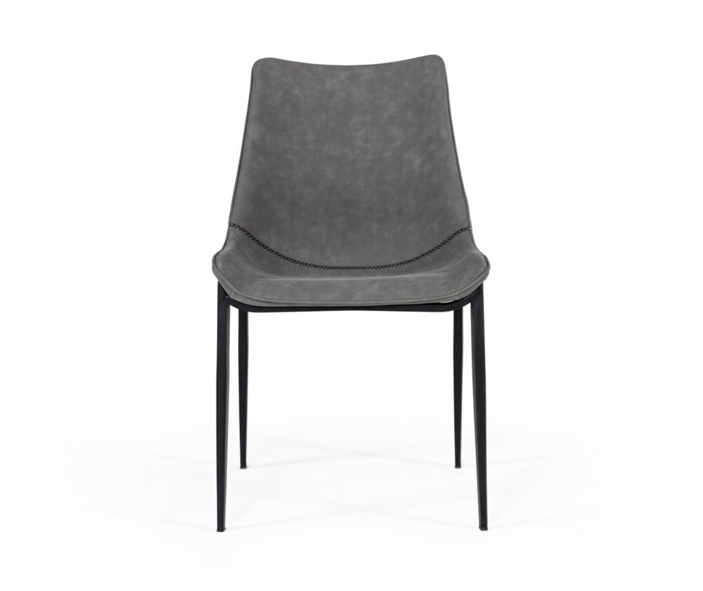 Modrest Frasier – Silla de comedor moderna de ecopiel gris (juego de 2)