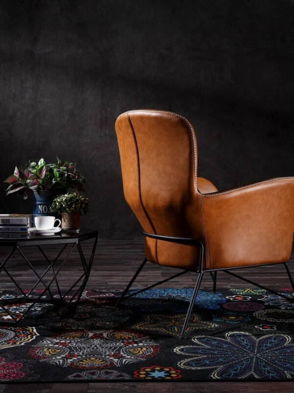 Mueble Modrest Kirk - Silla decorativa moderna de
  cuero ecológico marrón – Envíos a todo México | FurnitureMX