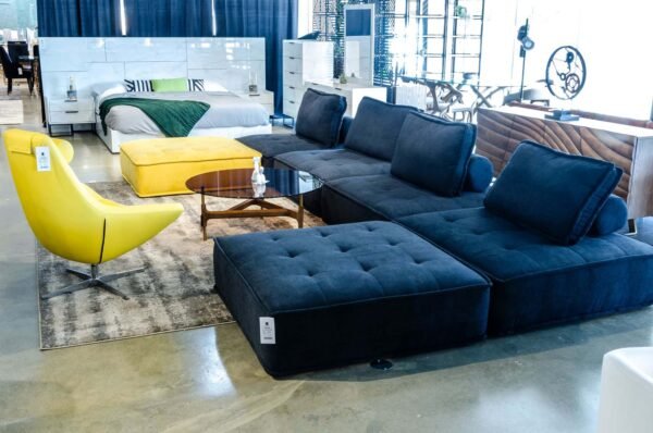 Sala Divani Casa Nolden - Sofá seccional modular de
  tela negra moderno – Envíos a todo México | FurnitureMX