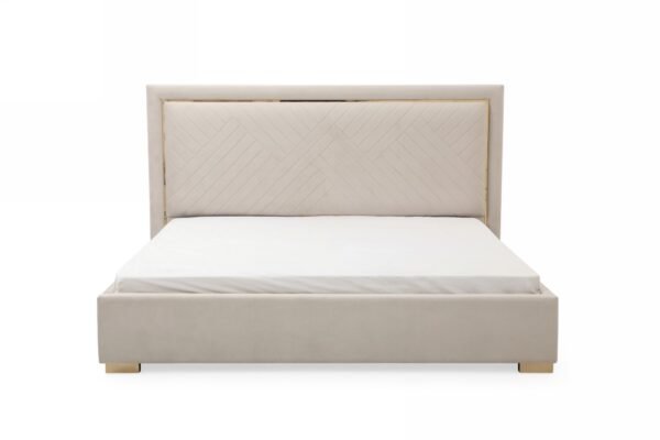 Mueble Modrest Corrico - Cama moderna de terciopelo
  blanco roto – Envíos a todo México | FurnitureMX