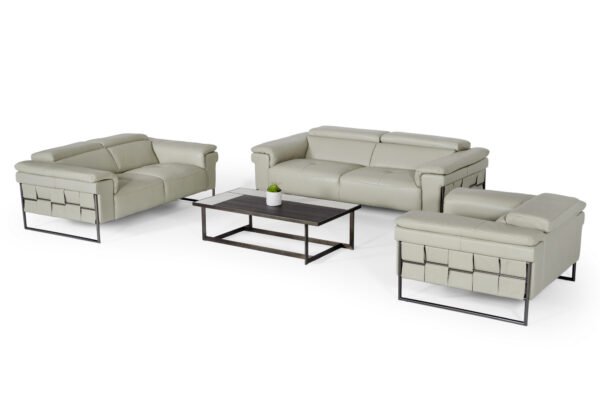 Mueble Divani Casa Shoden - Silla moderna de cuero
  gris claro – Envíos a todo México | FurnitureMX