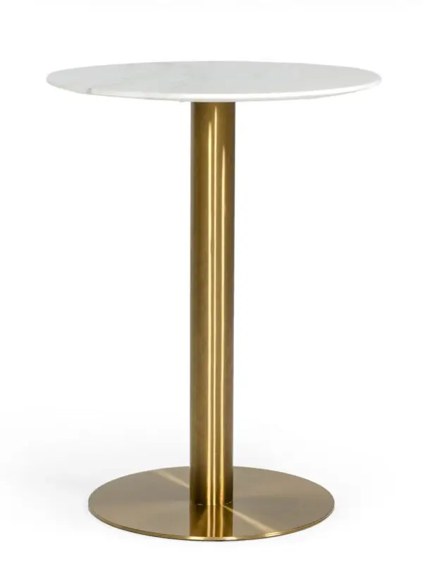 Mueble Modrest Fairway - Mesa alta de mármol blanco
  glamuroso y oro cepillado – Envíos a todo México | FurnitureMX
