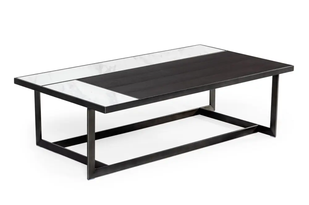 Modrest Fargo – Mesa de centro moderna de cerámica y nogal gris