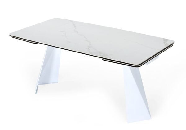 Mesa de comedor Modrest Encanto - Mesa de comedor
  moderna de cerámica blanca – Envíos a todo México | FurnitureMX
