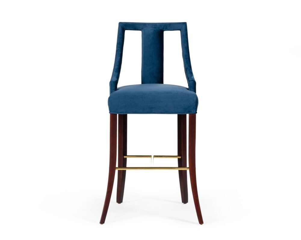 Modrest Kimball – Taburete de bar de terciopelo azul Glam