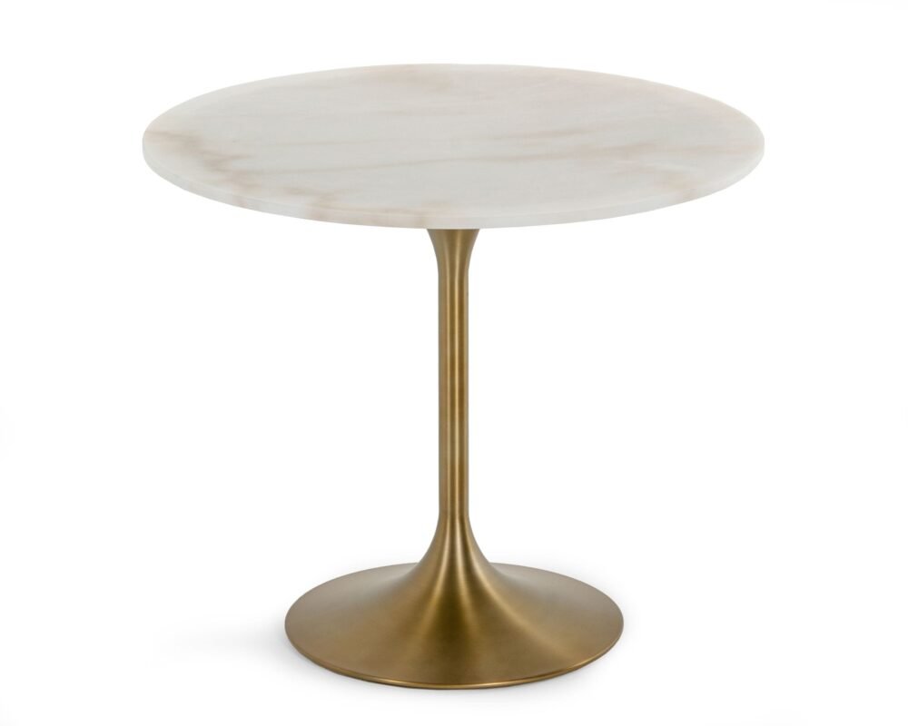 Modrest Collins – Mesa de comedor Glam de mármol blanco y dorado