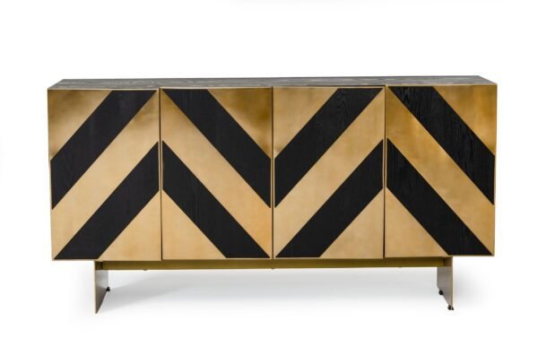 Mueble Modrest Perret - Buffet moderno de fresno
  negro glamuroso y latón cepillado – Envíos a todo México | FurnitureMX