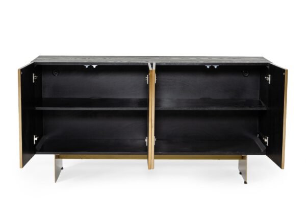Mueble Modrest Perret - Buffet moderno de fresno
  negro glamuroso y latón cepillado – Envíos a todo México | FurnitureMX