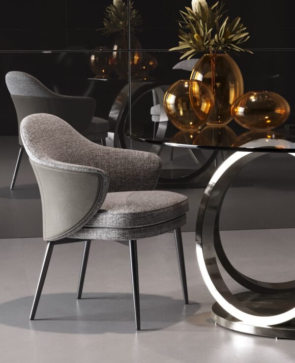 Mueble Modrest Cora - Silla de comedor moderna de
  tela y polipiel gris – Envíos a todo México | FurnitureMX