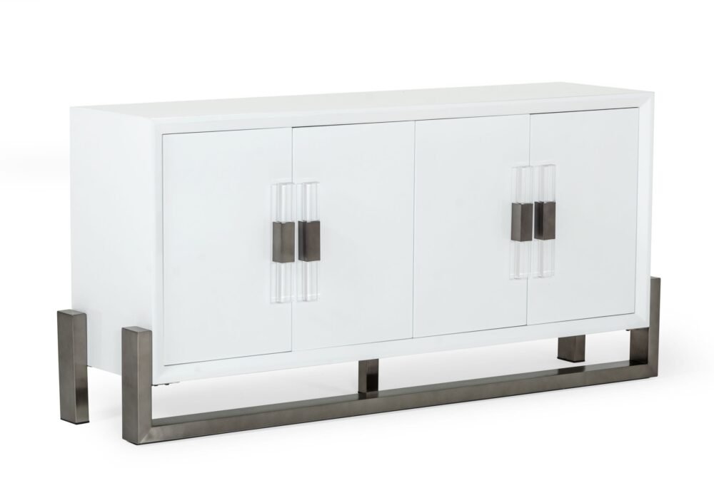 Modrest Lenny – Buffet moderno de acero inoxidable y color blanco brillante