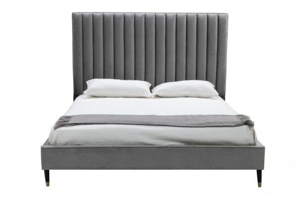 Mueble Modrest Hemlock - Cama moderna de terciopelo
  gris – Envíos a todo México | FurnitureMX