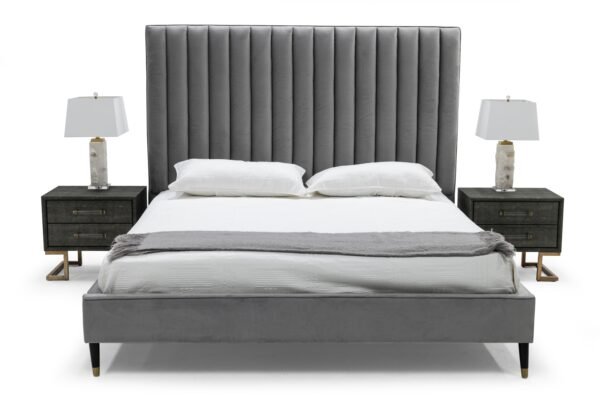 Mueble Modrest Hemlock - Cama moderna de terciopelo
  gris – Envíos a todo México | FurnitureMX
