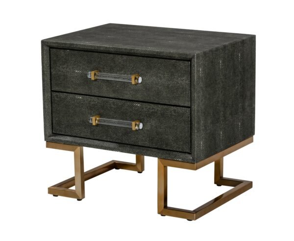 Mueble Modrest Howard - Mesita de noche moderna de
  polipiel gris shagreen y dorada – Envíos a todo México | FurnitureMX
