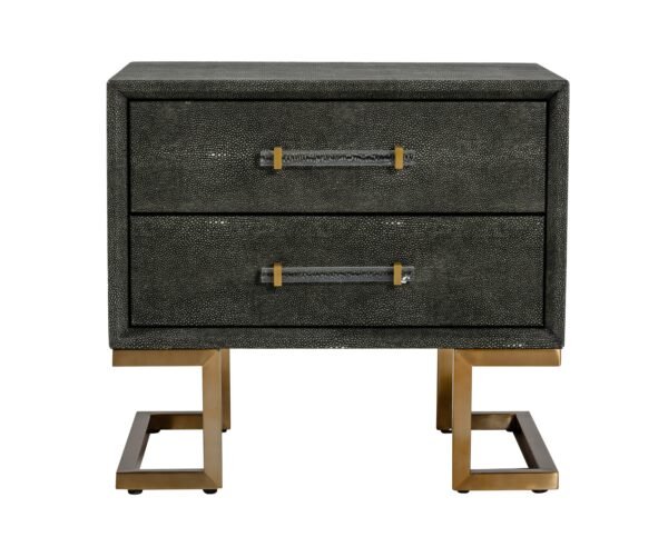 Mueble Modrest Howard - Mesita de noche moderna de
  polipiel gris shagreen y dorada – Envíos a todo México | FurnitureMX