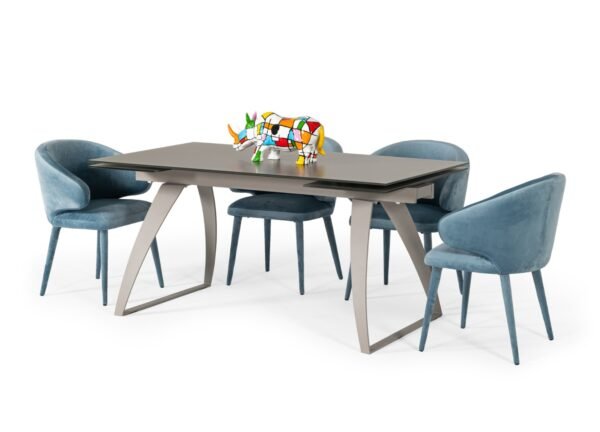 Mesa de comedor Modrest Pittson - Mesa de comedor
  moderna extensible de cristal gris – Envíos a todo México | FurnitureMX