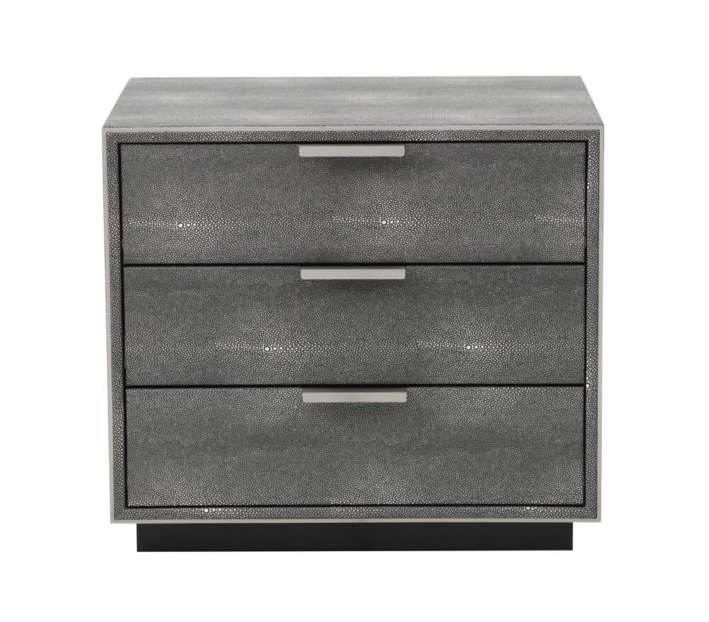 Modrest Dynasty – Mesita de noche moderna de tres cajones Shagreen