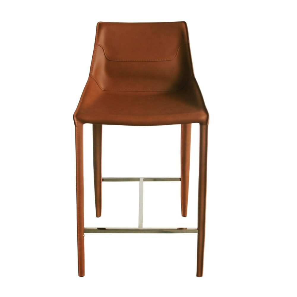 Modrest Halo – Taburete de mostrador moderno de cuero color coñac
