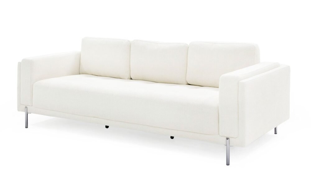 Divani Casa Schmidt – Sofá moderno de tela color blanco roto