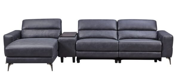 Mueble Divani Casa Laramie - Seccional moderno de
  cuero vegano gris carbón orientado hacia la izquierda con sillones
  reclinables eléctricos – Envíos a todo México | FurnitureMX