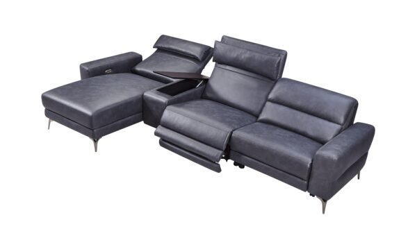 Mueble Divani Casa Laramie - Seccional moderno de
  cuero vegano gris carbón orientado hacia la izquierda con sillones
  reclinables eléctricos – Envíos a todo México | FurnitureMX
