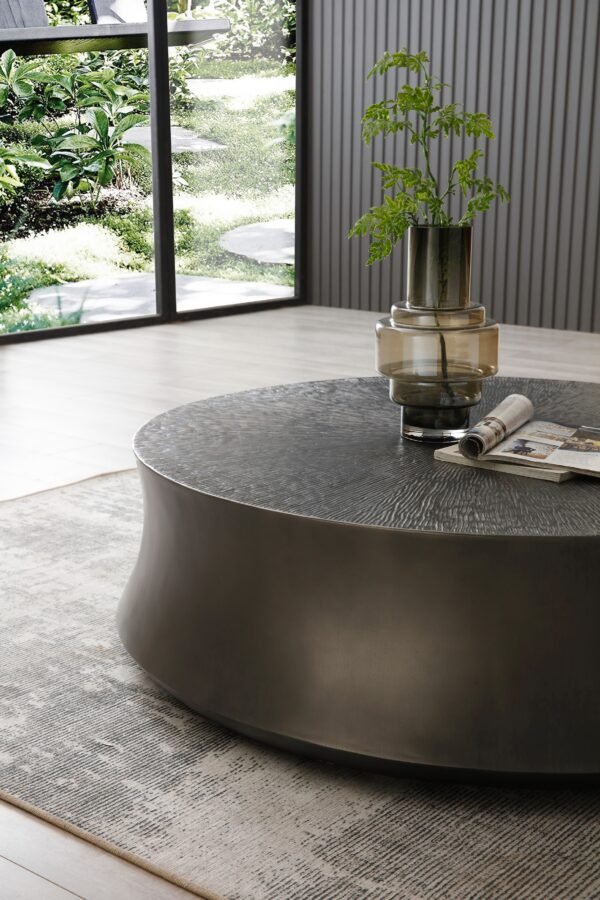 Mueble Modrest Airdrie - Mesa de centro redonda
  pequeña, moderna, gris antiguo – Envíos a todo México | FurnitureMX