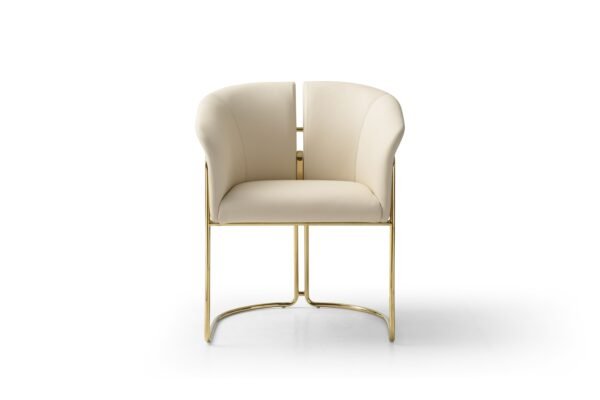 Mueble Modrest Renfew - Silla de comedor moderna de
  cuero vegano beige + champán dorado – Envíos a todo México | FurnitureMX