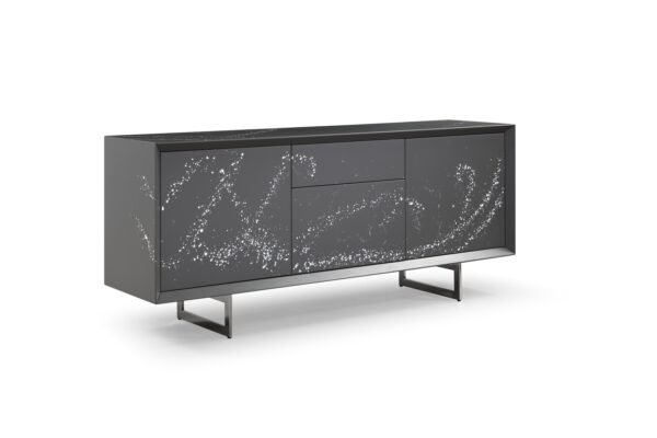 Mueble Modrest Hawick - Buffet de pintura
  contemporánea gris oscuro + blanco abstracto – Envíos a todo México |
  FurnitureMX