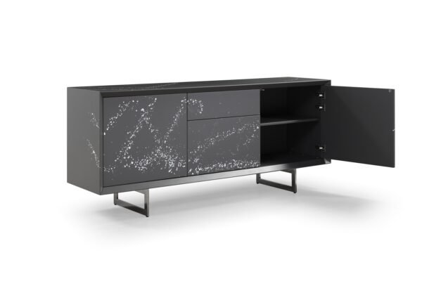 Mueble Modrest Hawick - Buffet de pintura
  contemporánea gris oscuro + blanco abstracto – Envíos a todo México |
  FurnitureMX