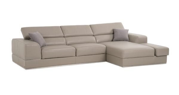 Sala Divani Casa Pella Mini - Sofá seccional
  moderno de cuero italiano gris con orientación derecha – Envíos a todo México
  | FurnitureMX