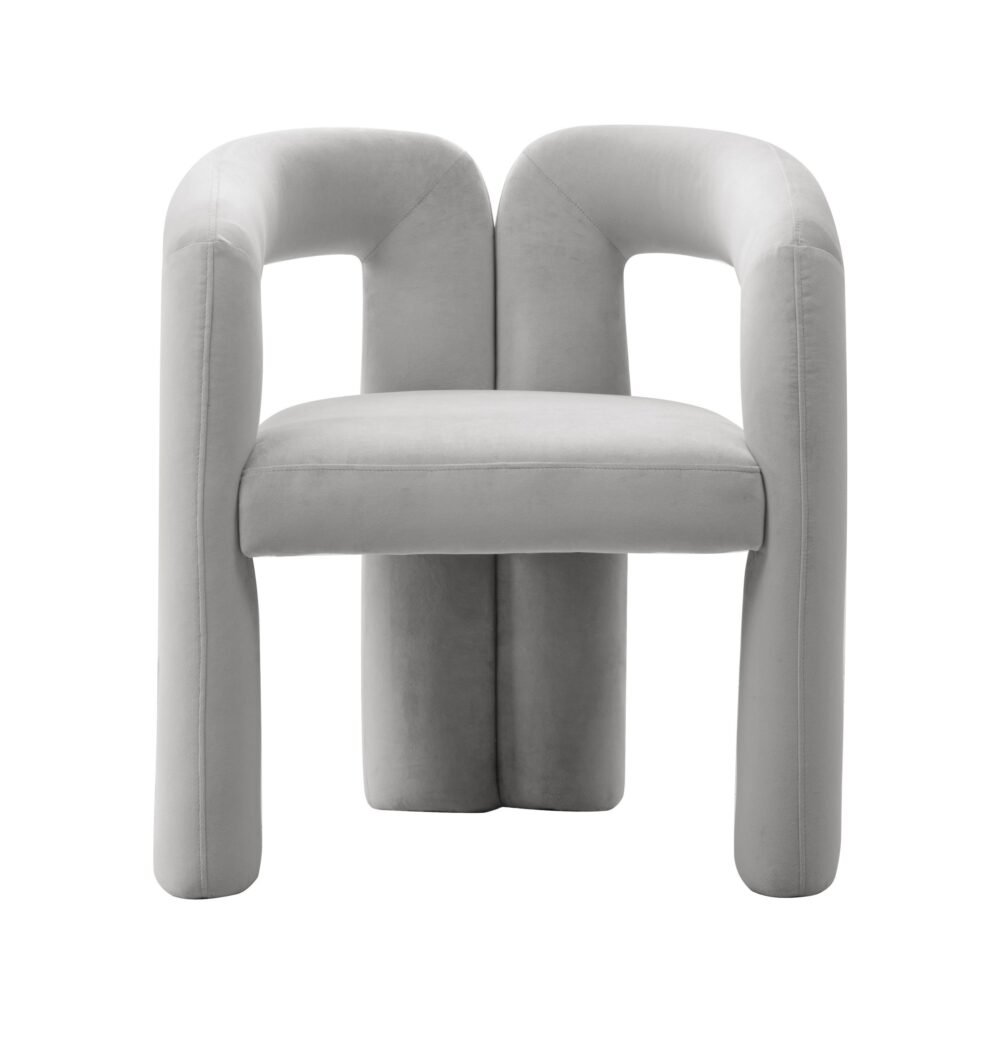 Modrest Mulgrew – Silla de comedor moderna de terciopelo gris claro