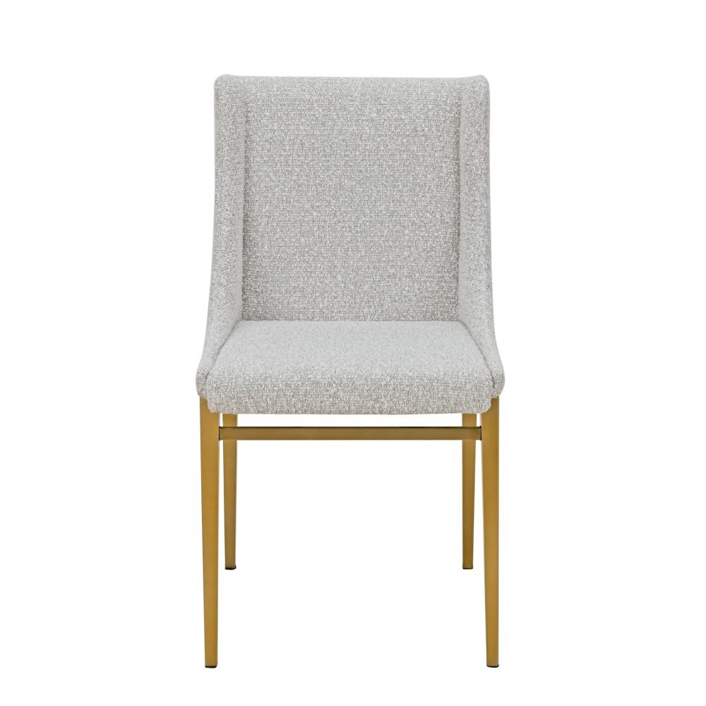 Modrest Mimi – Silla de comedor moderna de tela gris claro + silla de comedor de latón antiguo (juego de 2)